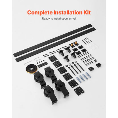 52IN-2D-4K - 52" Bi-Folding Carbon Steel Barn Door Hardware Kit