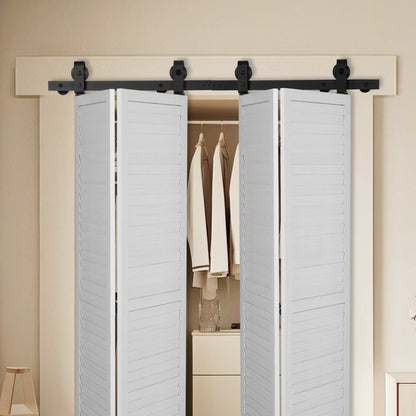 52IN-2D-4K - 52" Bi-Folding Carbon Steel Barn Door Hardware Kit