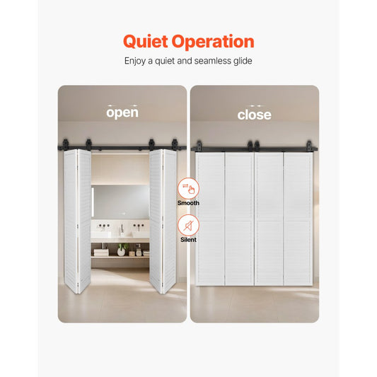 60IN-2D-4K - 60" Bifolding Barn Door Hardware for Four 14" Doors