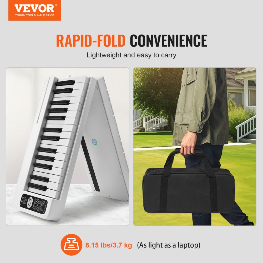 BX-11 - 61-Key Portable Folding Piano with Bluetooth & MIDI Connectivity