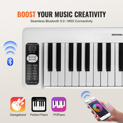 BX-11 - 61-Key Portable Folding Piano with Bluetooth & MIDI Connectivity