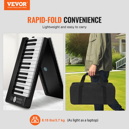 BX-11 - 61-Key Ultra-Slim Folding Piano with Bluetooth & LED Display