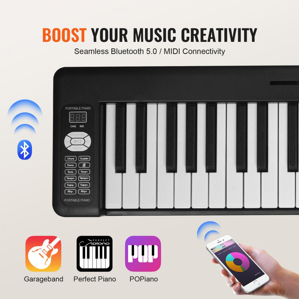 BX-11 - 61-Key Ultra-Slim Folding Piano with Bluetooth & LED Display
