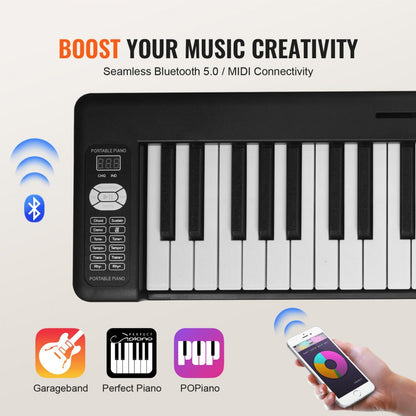 BX-11 - 61-Key Ultra-Slim Folding Piano with Bluetooth & LED Display