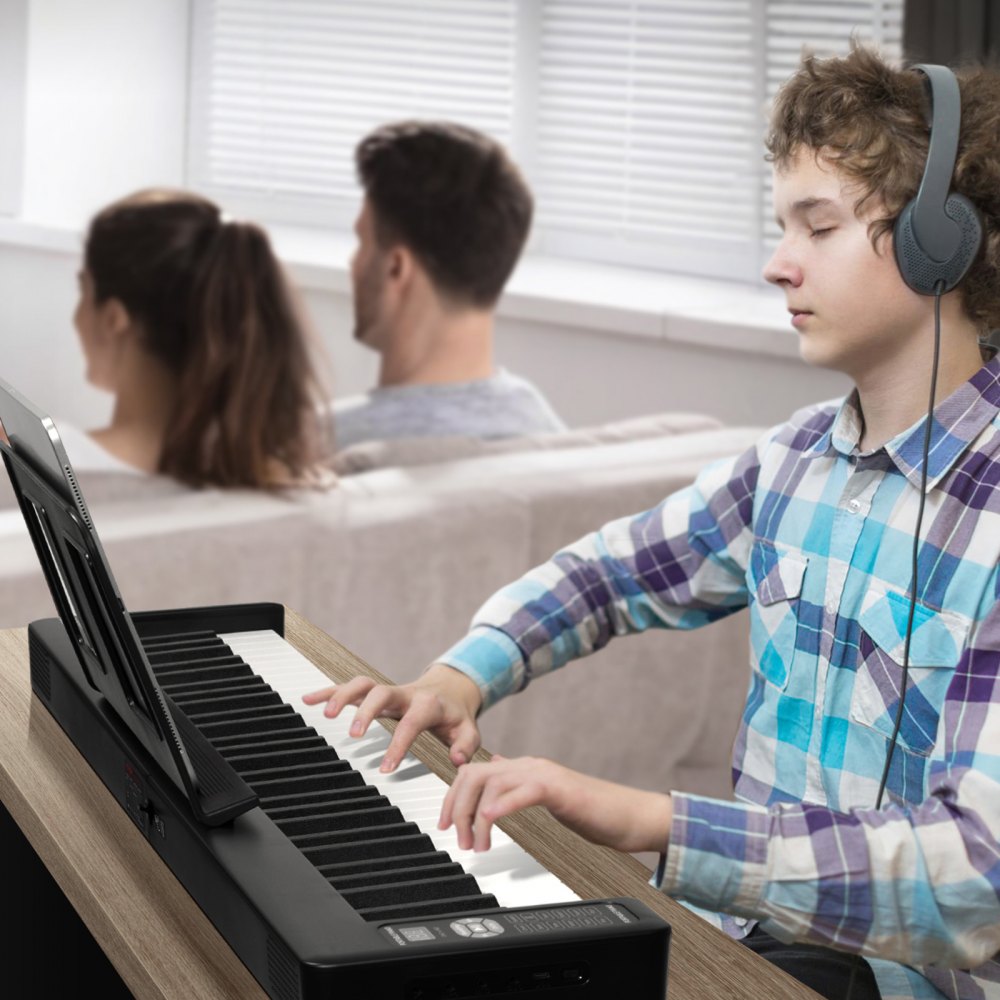 BX-11 - 61-Key Ultra-Slim Folding Piano with Bluetooth & LED Display