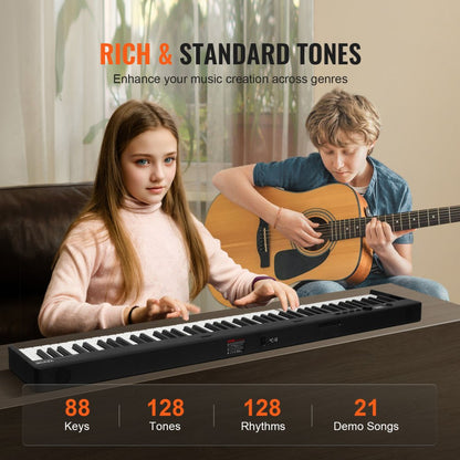 BX-20 - Ultra-Slim 88-Key Folding Piano with Bluetooth & MIDI, Black