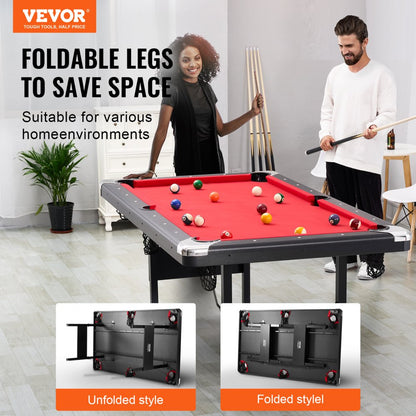 VP69 - Compact 6.3 ft VEVOR Billiards Table for Family Fun