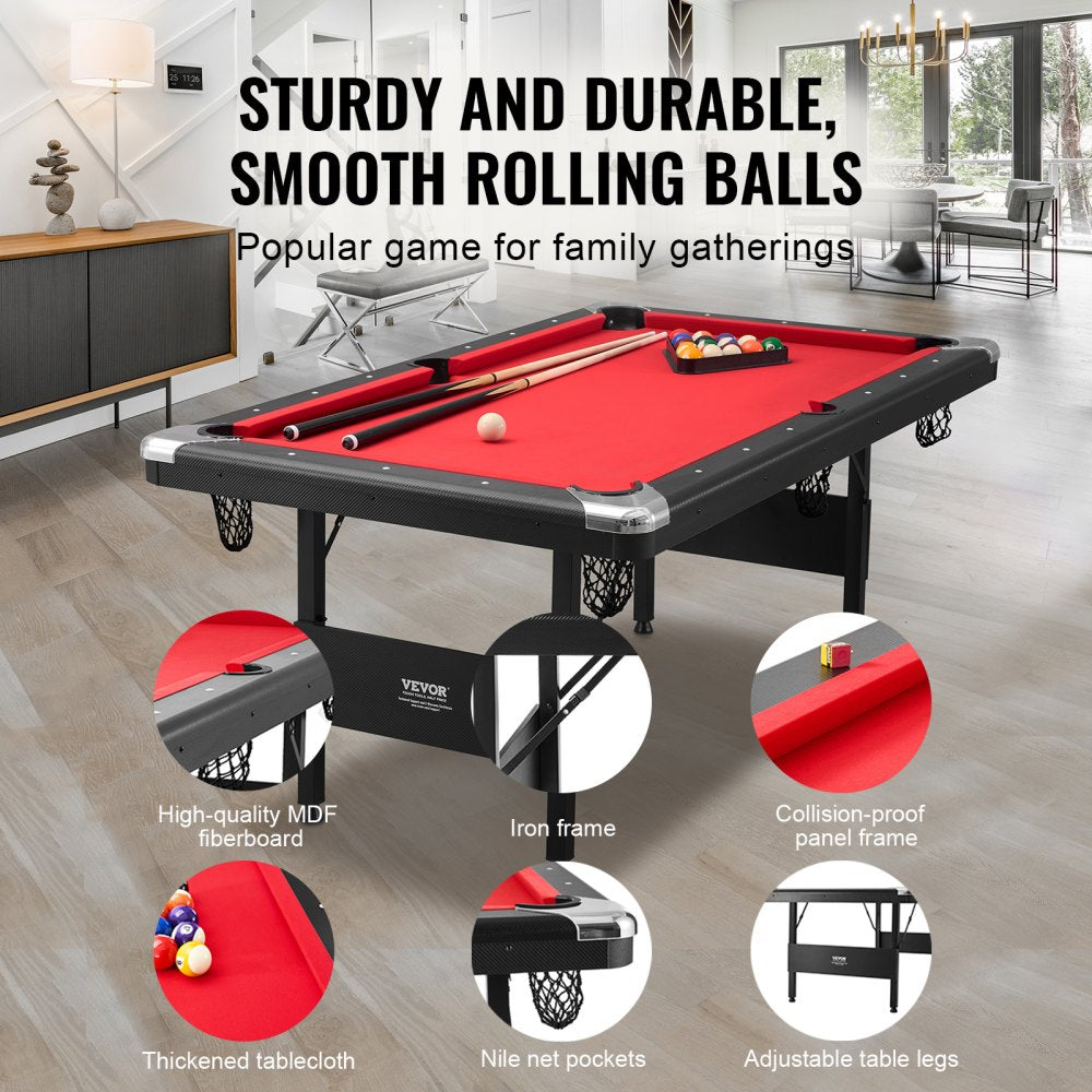 VP69 - Compact 6.3 ft VEVOR Billiards Table for Family Fun