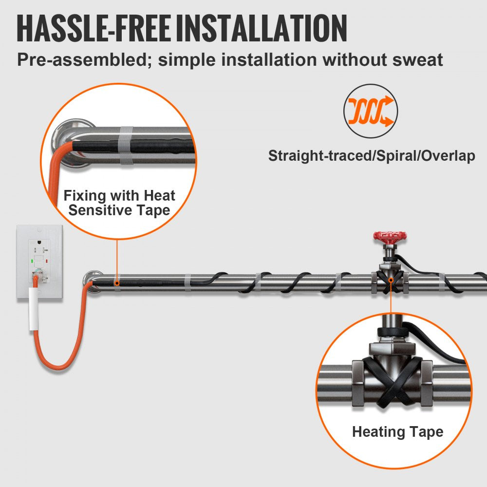 5MLTV1-9 - 9FT Self-Regulating Heating Cable for Pipe Protection