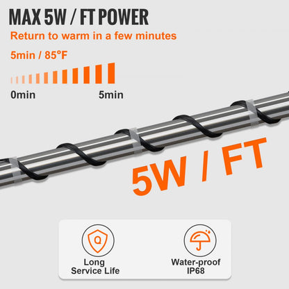 5MLTV1-3 - 3FT Self-Regulating Pipe Heating Cable, 5W/FT Power Output