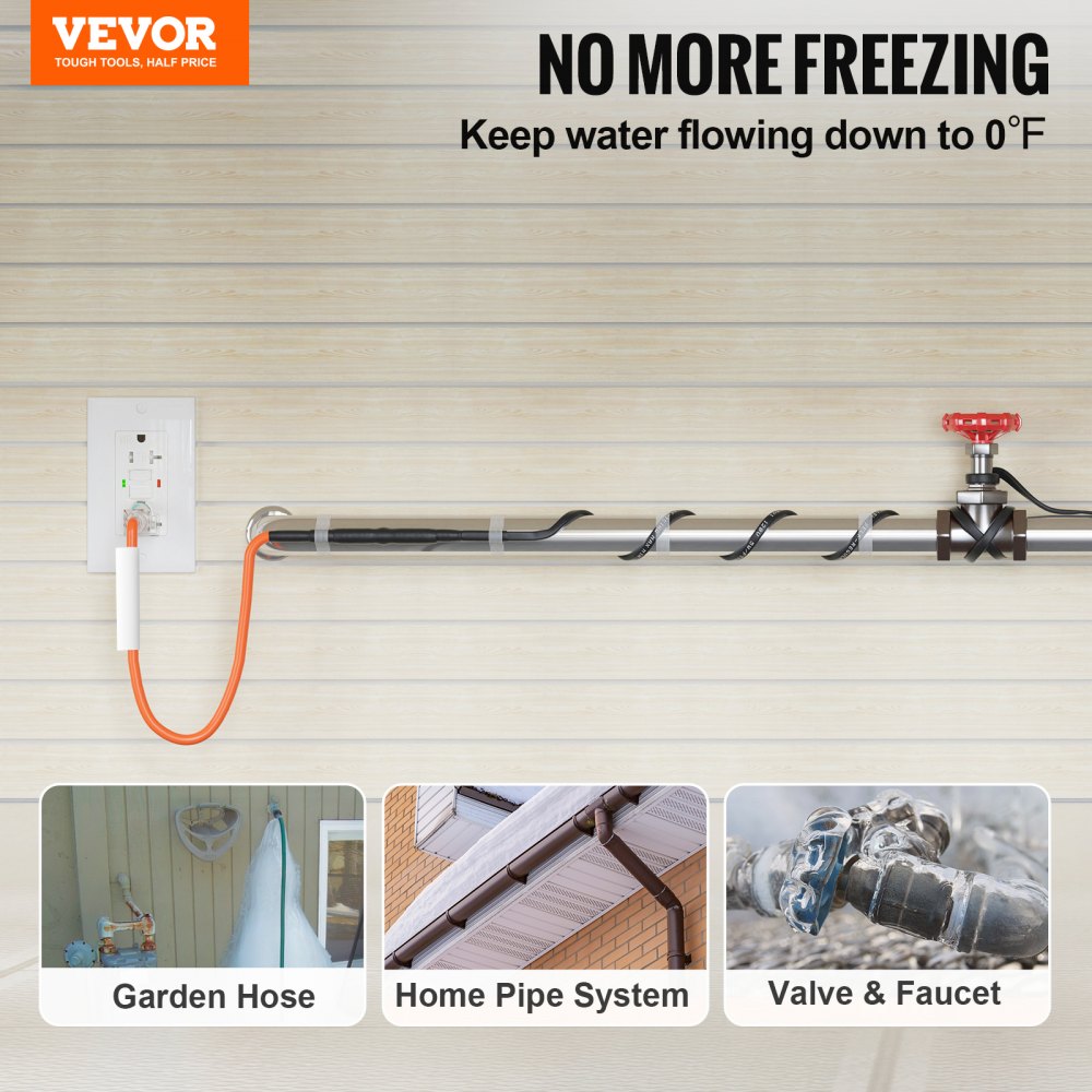 5MLTV1-12 - 12FT Self-Regulating Heating Cable for Winter Pipe Protection