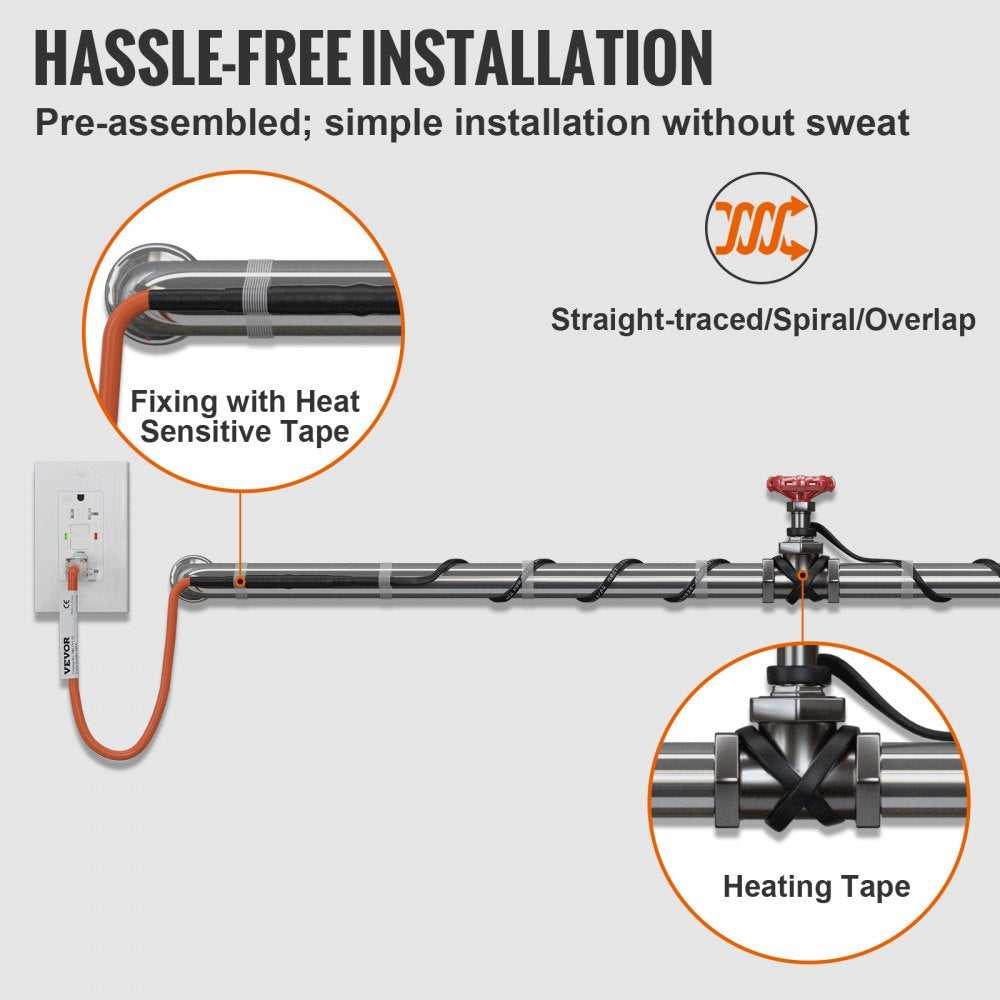 5MLTV1-80 - 80ft Self-Regulating Heating Cable for Pipes
