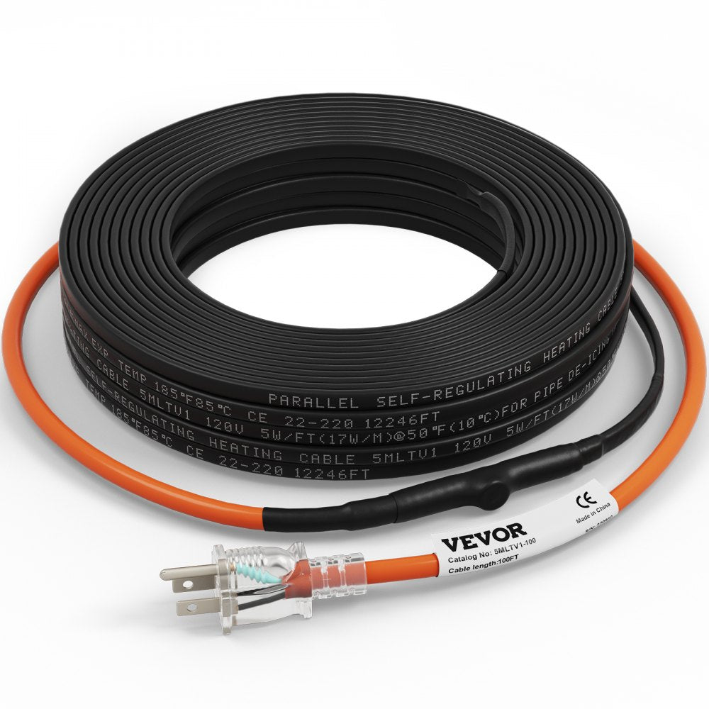 5MLTV1-100 - 100ft Self-Regulating Pipe Heating Cable for Freeze Protection