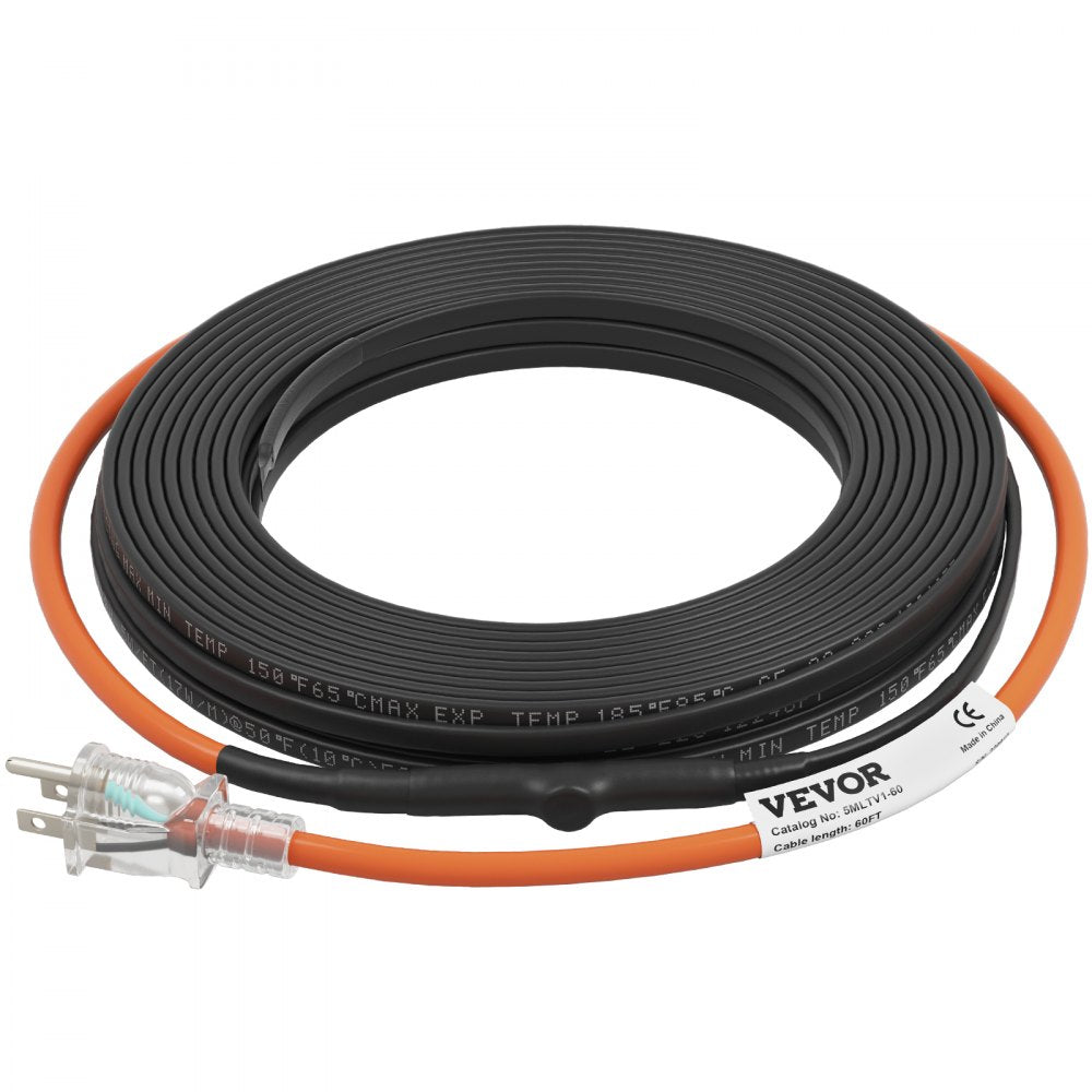 5MLTV1-60 - 60ft Self-Regulating Heating Cable for Pipes, 5W/ft