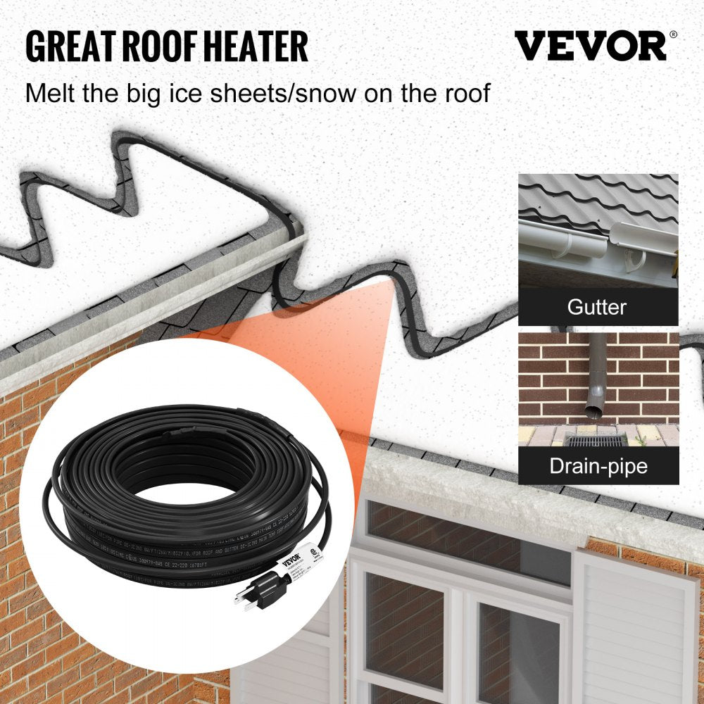 5LTV1-100 - 100ft Self-Regulating Pipe Heating Cable for Ice Prevention