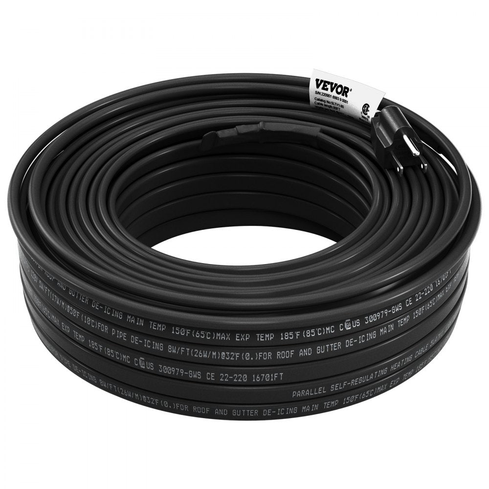 5LTV1-100 - 100ft Self-Regulating Pipe Heating Cable for Ice Prevention