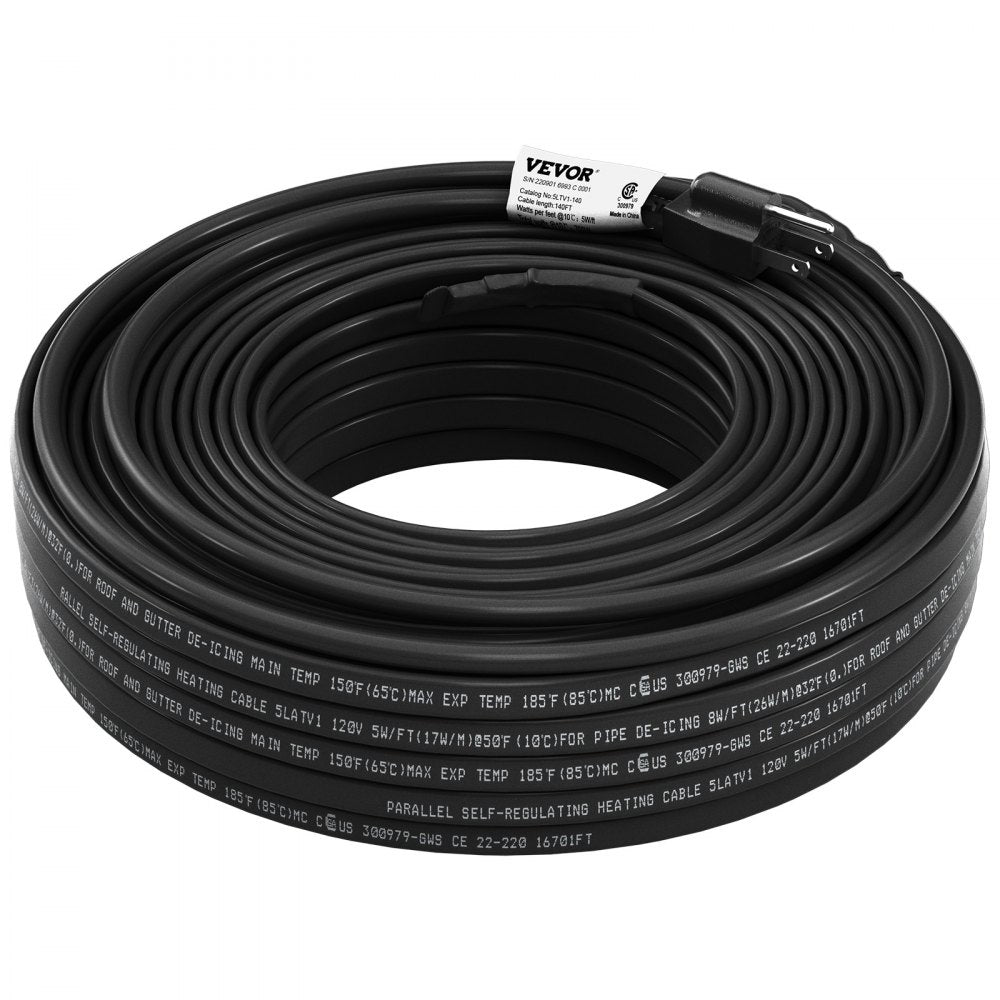 5LTV1-140 - 140ft Self-Regulating Heating Cable for Ice Prevention