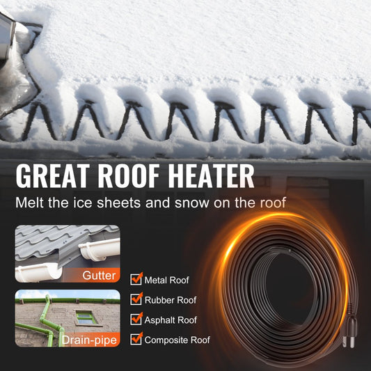 ETR series (5W/FT) - 100FT Self-Regulating Heating Cable for Roofs & Gutters