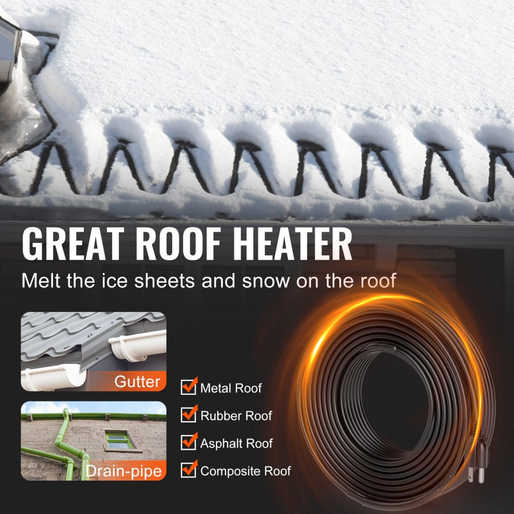 ETR series (5W/FT) - 140FT Self-Regulating Heating Cable for Winter Protection