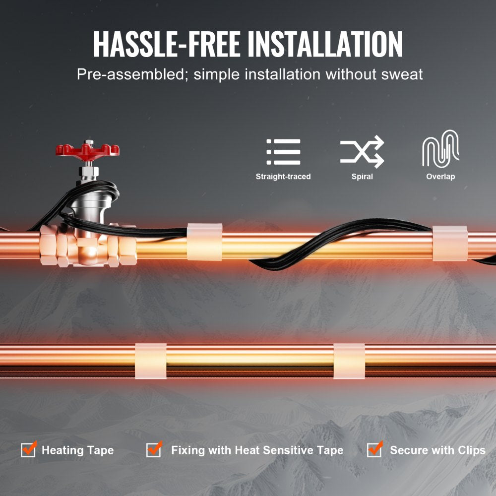 ETR series (5W/FT) - 140FT Self-Regulating Heating Cable for Winter Protection