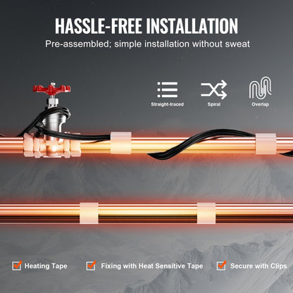 ETR series (5W/FT) - 140FT Self-Regulating Heating Cable for Winter Protection