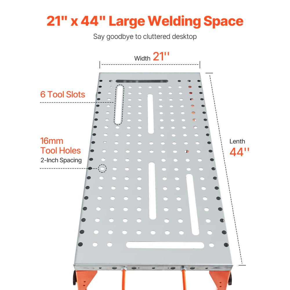 500lb - Foldable 44" x 21" Welding Table with Adjustable Height