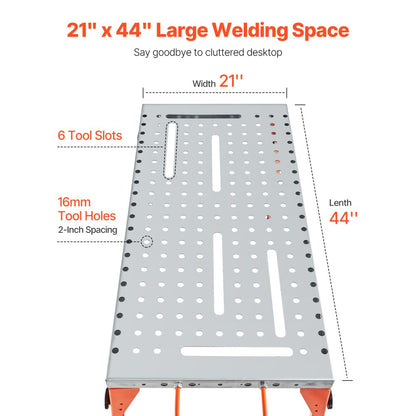 500lb - Foldable 44" x 21" Welding Table with Adjustable Height