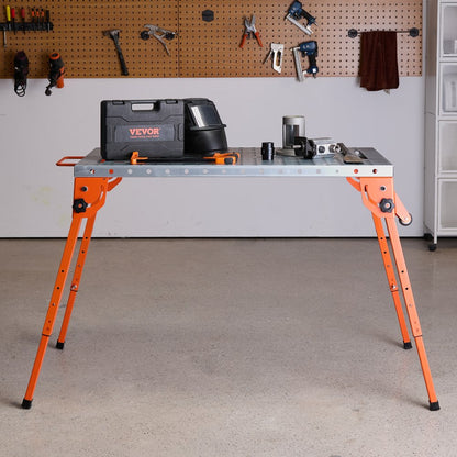 500lb - Foldable 44" x 21" Welding Table with Adjustable Height