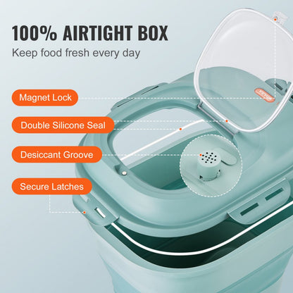CF0233 - 50 lbs Collapsible Dog Food Container with Airtight Lid