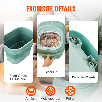 CF0233 - 50 lbs Collapsible Dog Food Container with Airtight Lid