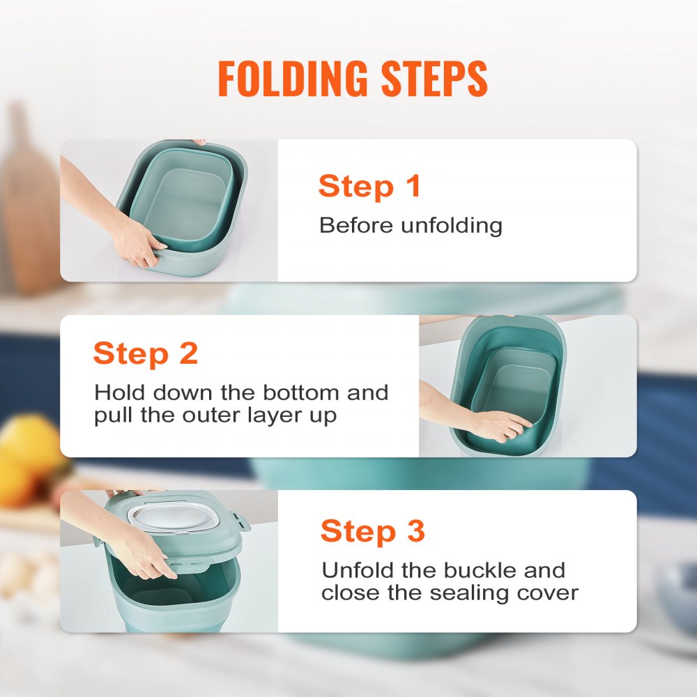 CF0233 - 50 lbs Collapsible Dog Food Container with Airtight Lid