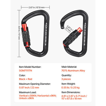 SGM7111TN - Aerospace-Grade Aluminum Heavy-Duty Auto Locking Carabiner