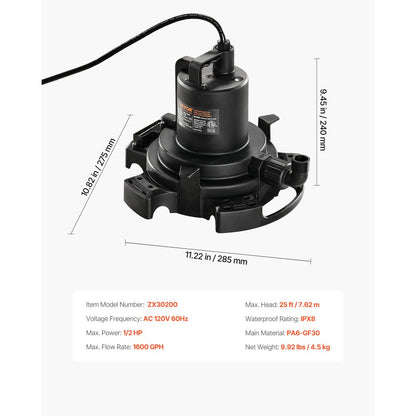ZX30200 - 1/2 HP Automatic Pool Cover Pump with 25ft Cord