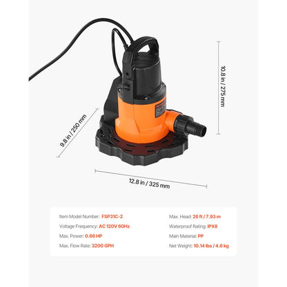 FSP31C-2 - 0.66 HP Automatic Pool Cover Pump with 25 ft Cord