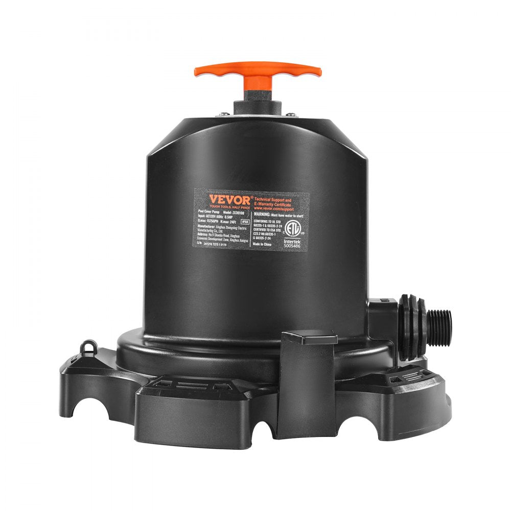 ZX30100 - Submersible Pool Cover Pump, 1/2 HP, 24 ft Lift, 25 ft Cord