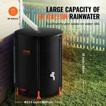 BY-HT250L - VEVOR 66 Gal Collapsible Rain Barrel with UV-Resistant PVC