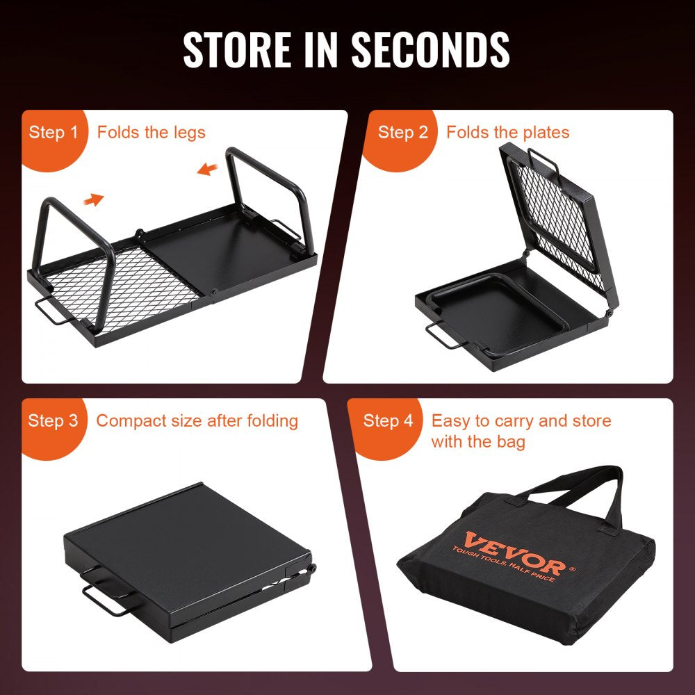 JY-ZDKJ-02 - Heavy-Duty 22.4" Folding Campfire Grill with Adjustable Height