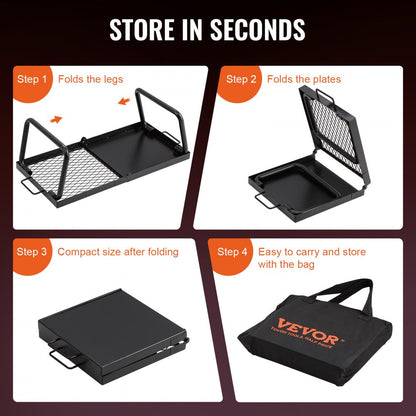 JY-ZDKJ-02 - Heavy-Duty 22.4" Folding Campfire Grill with Adjustable Height