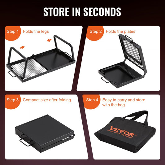 JY-ZDKJ-02 - Heavy-Duty 22.4" Folding Campfire Grill with Adjustable Height
