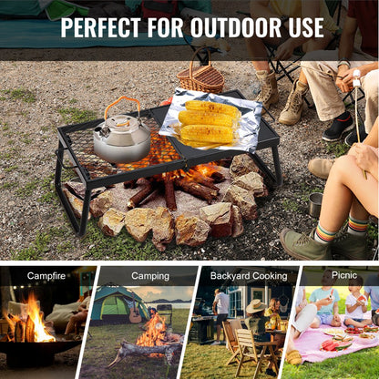 JY-ZDKJ-02 - Heavy-Duty 22.4" Folding Campfire Grill with Adjustable Height