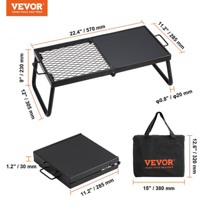 JY-ZDKJ-02 - Heavy-Duty 22.4" Folding Campfire Grill with Adjustable Height