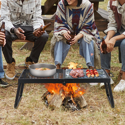 JY-ZDKJ-02 - Heavy-Duty 22.4" Folding Campfire Grill with Adjustable Height