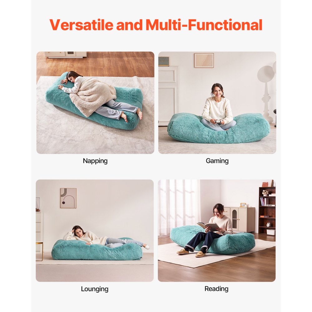 SM-FBB-03 - Plush Blue Bean Bag Chair with Washable Cover