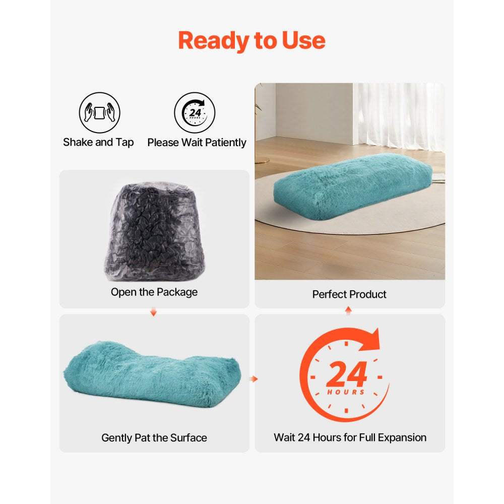 SM-FBB-03 - Plush Blue Bean Bag Chair with Washable Cover