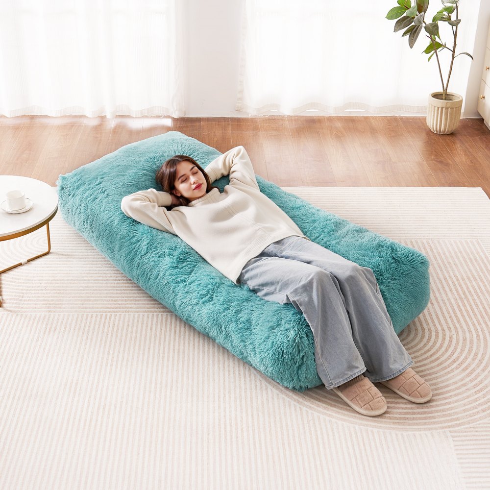 SM-FBB-03 - Plush Blue Bean Bag Chair with Washable Cover