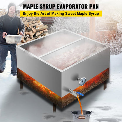 010106619542 - 2'x2' Food-Grade Stainless Steel Maple Syrup Pan with Valve