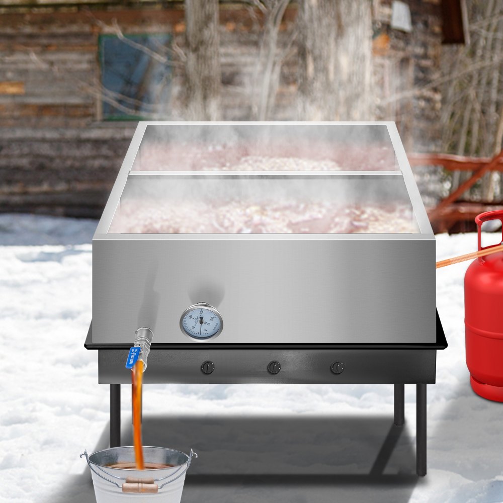 010106619542 - 2'x2' Food-Grade Stainless Steel Maple Syrup Pan with Valve