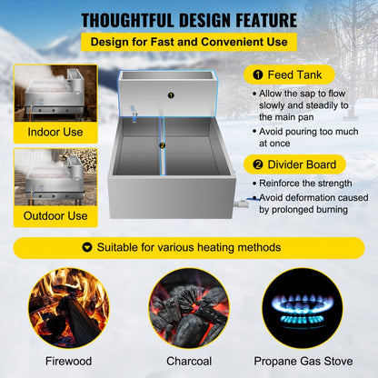 010868381527 - 36x24 Stainless Steel Maple Syrup Evaporator Pan with Accessories