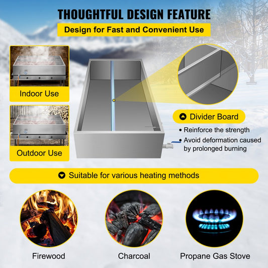 010343749862 - 48x24 Stainless Steel Maple Syrup Evaporator Pan with Valve