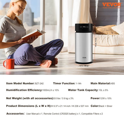 BZT-242 - 10L VEVOR Humidifier for Up to 270 sqft with Air Purification